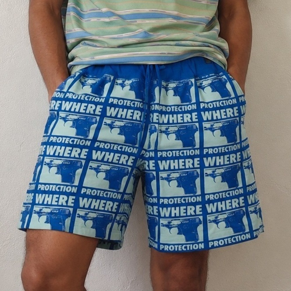 Golf Wang Mens Protection Where Shorts Medium Blue Graphic Streetwear Skate